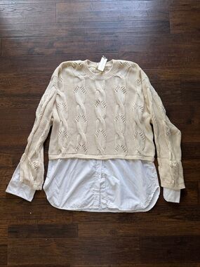 NWT| Pilcro Cable Twofer Sweater